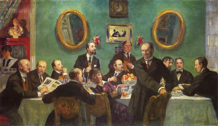 Boris Kustodiev Mir Iskusstva Members oil painting picture